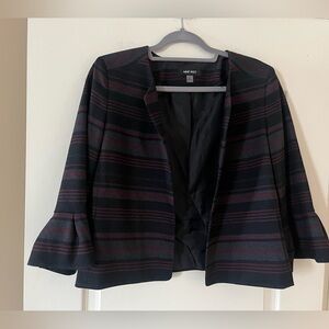 Nine West Black & Berry 3/4 Ruffle Sleeve Blazer Jacket Women’s Size 8